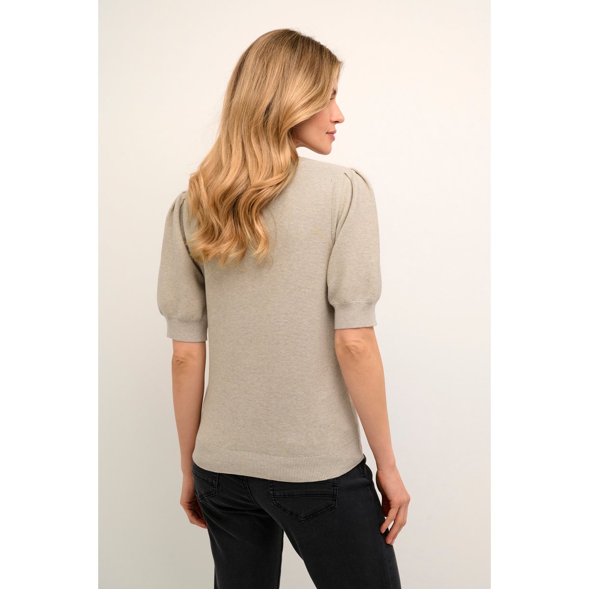 Pullover tricoté beige oat melange, CREAM