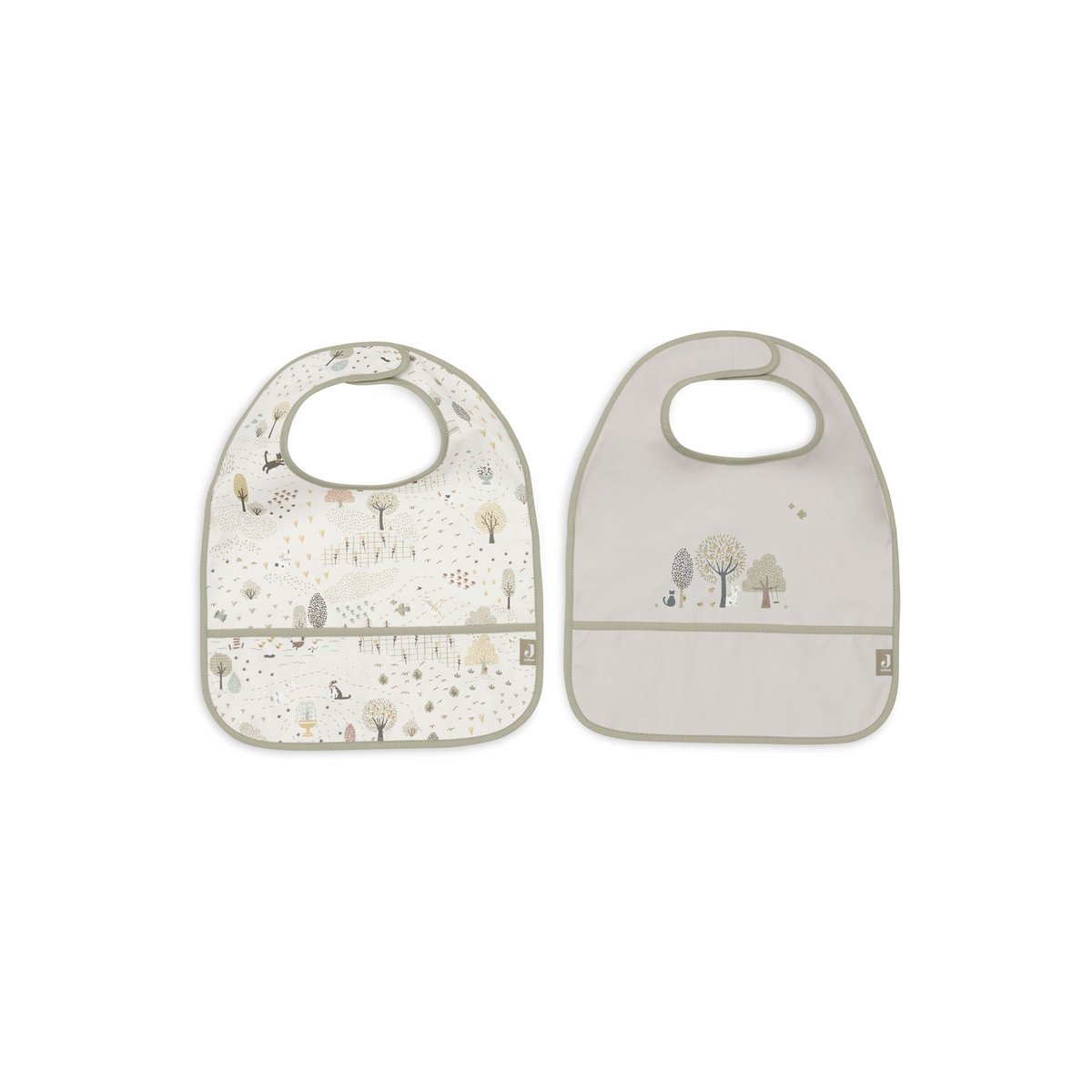 Lot de 2 bavoirs imperméables Tiny Park blanc, vert, JOLLEIN
