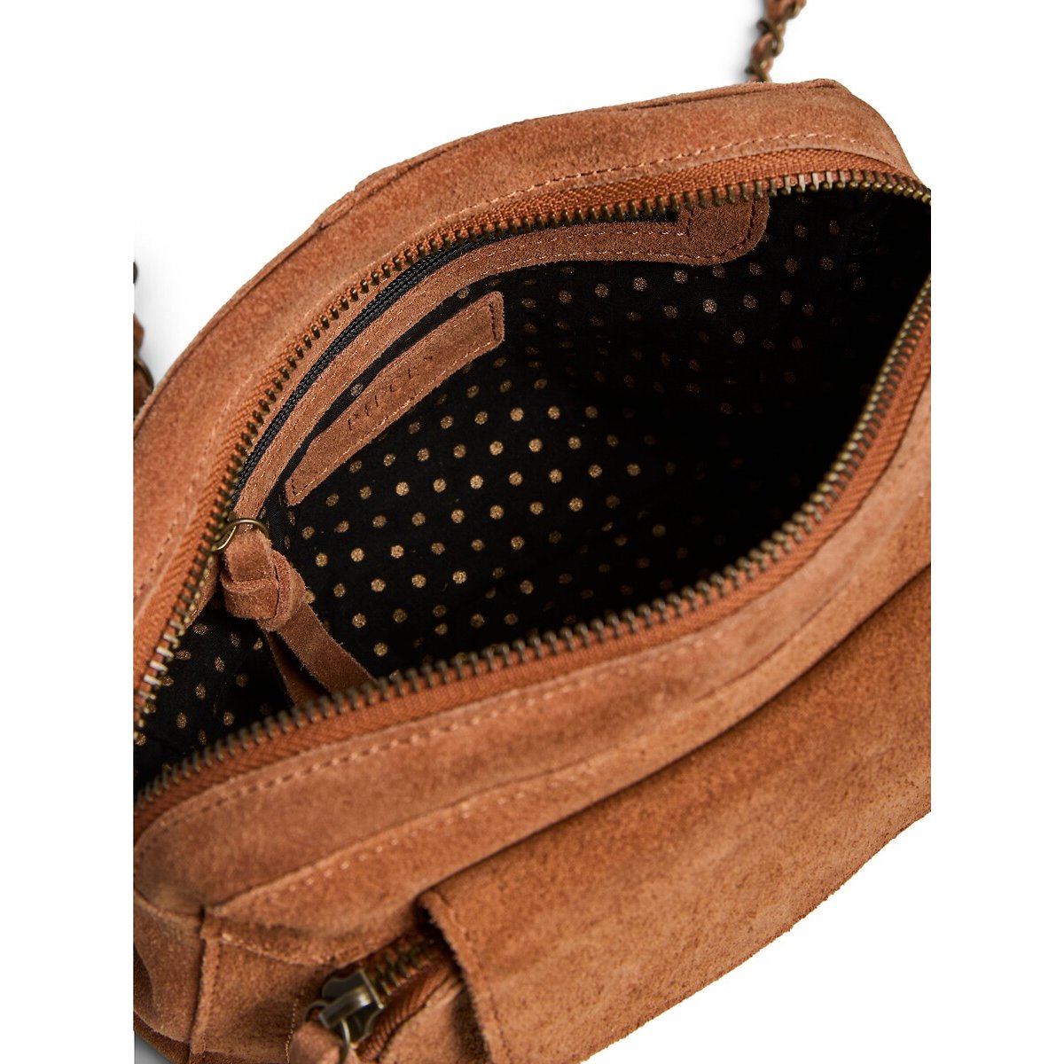 Petit sac à main en cuir suédé, Naina cognac, PIECES