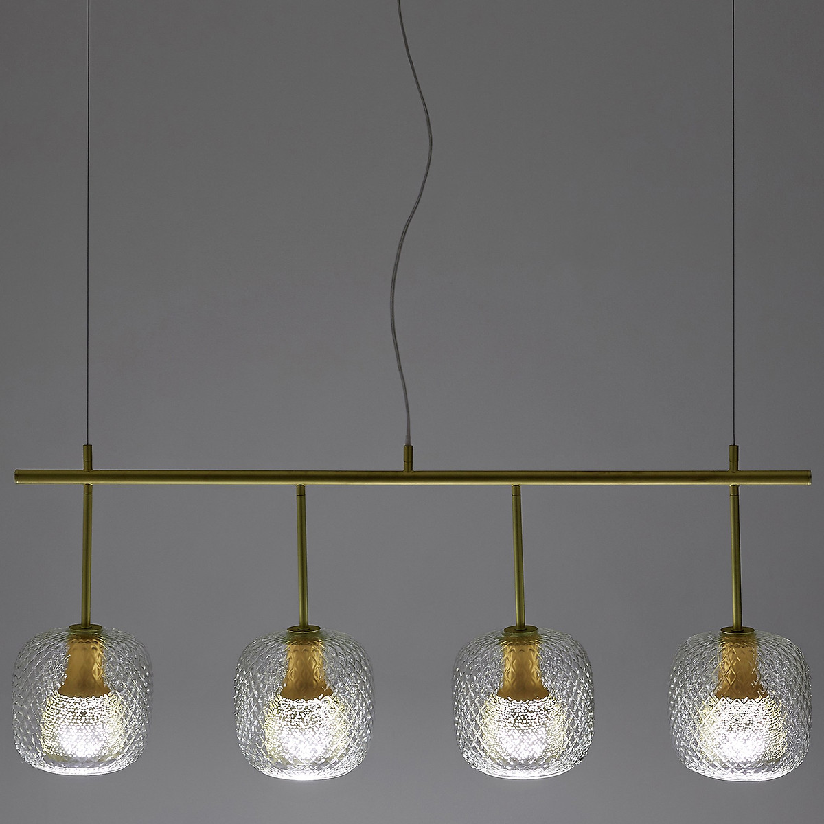 Lampadario in linea 4 globi, Mistinguett ottone, EMMANUEL GALLINA X AM.PM
