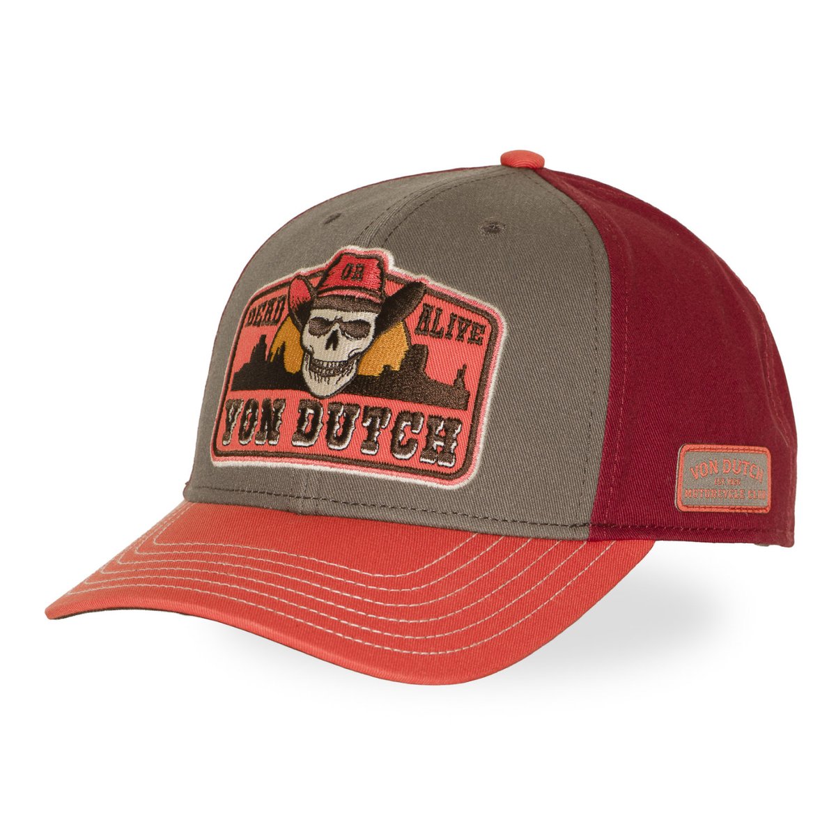 Casquette baseball S-CURVED orange/bordeaux/taupe, VON DUTCH