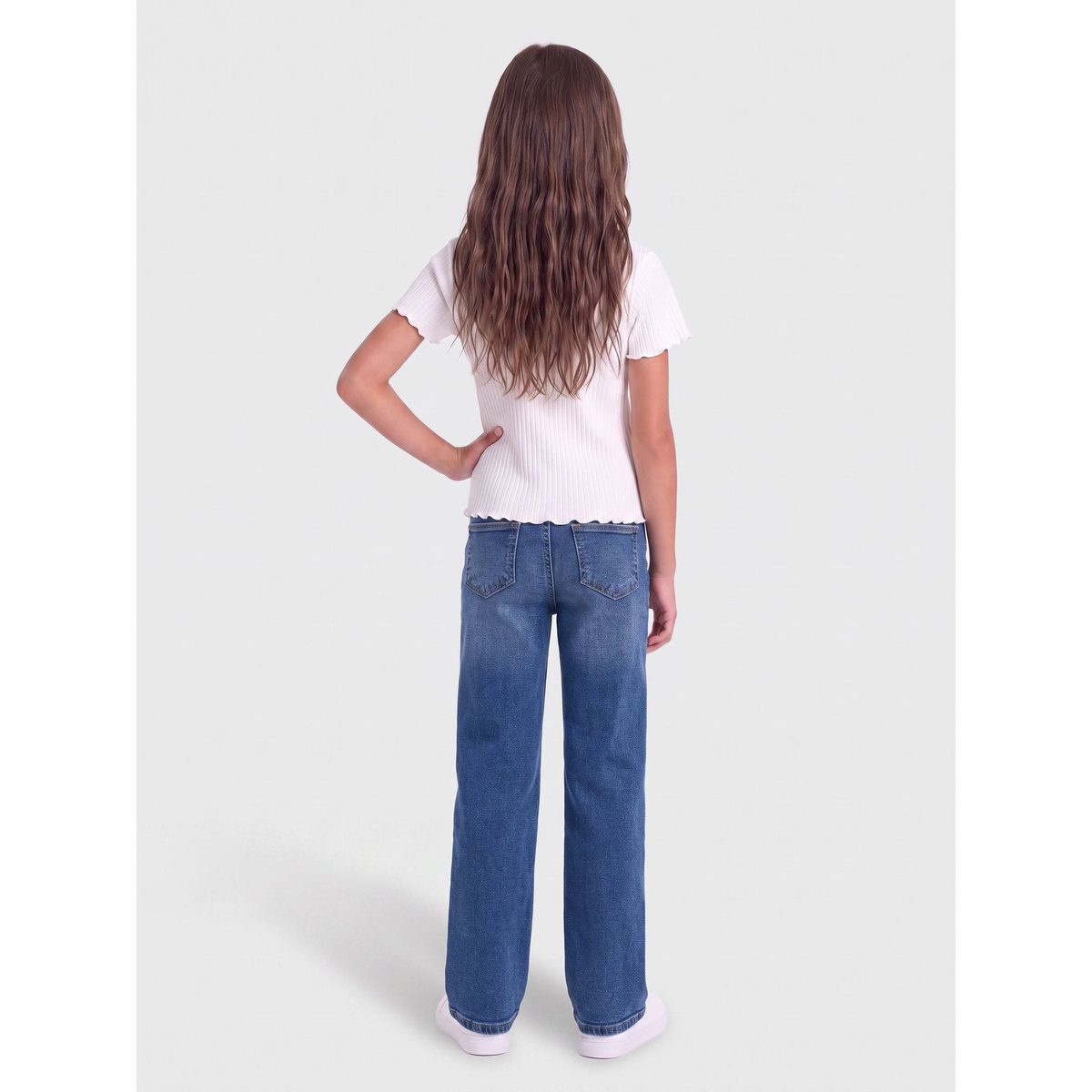 Jean À Jambe Large medium blue denim, KIDS ONLY