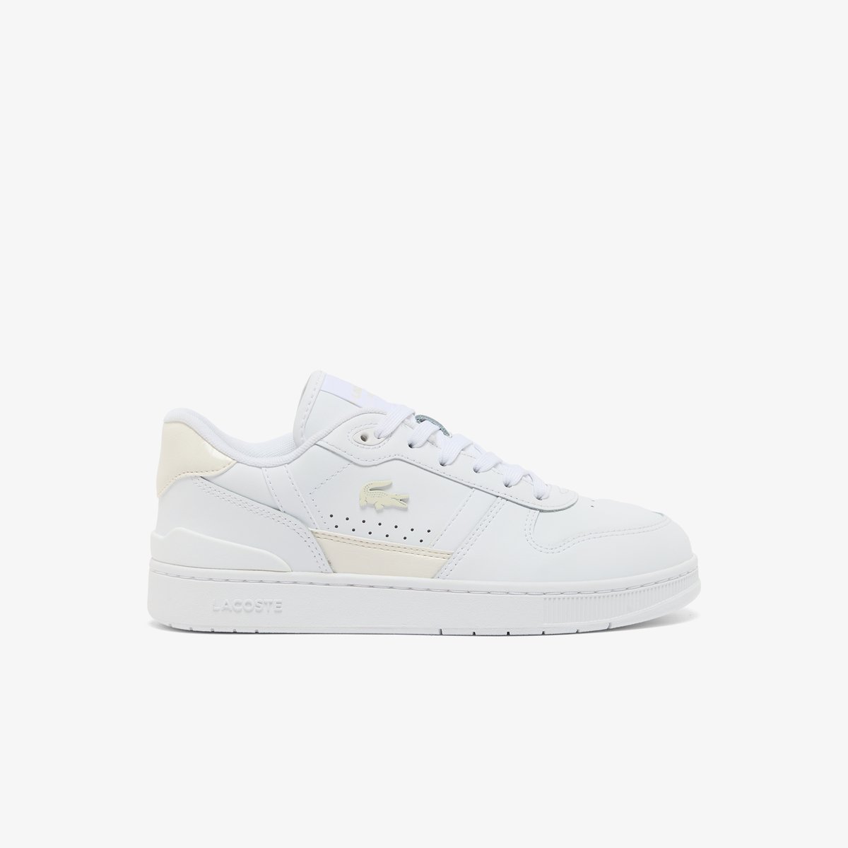 Sneakers T-Clip Set femme en cuir blanc-65t, LACOSTE
