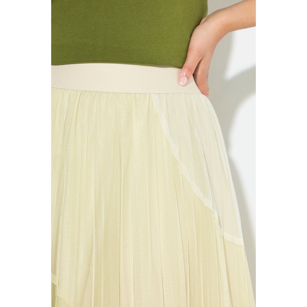 Jupe midi en tulle vert sapin, ULLA POPKEN