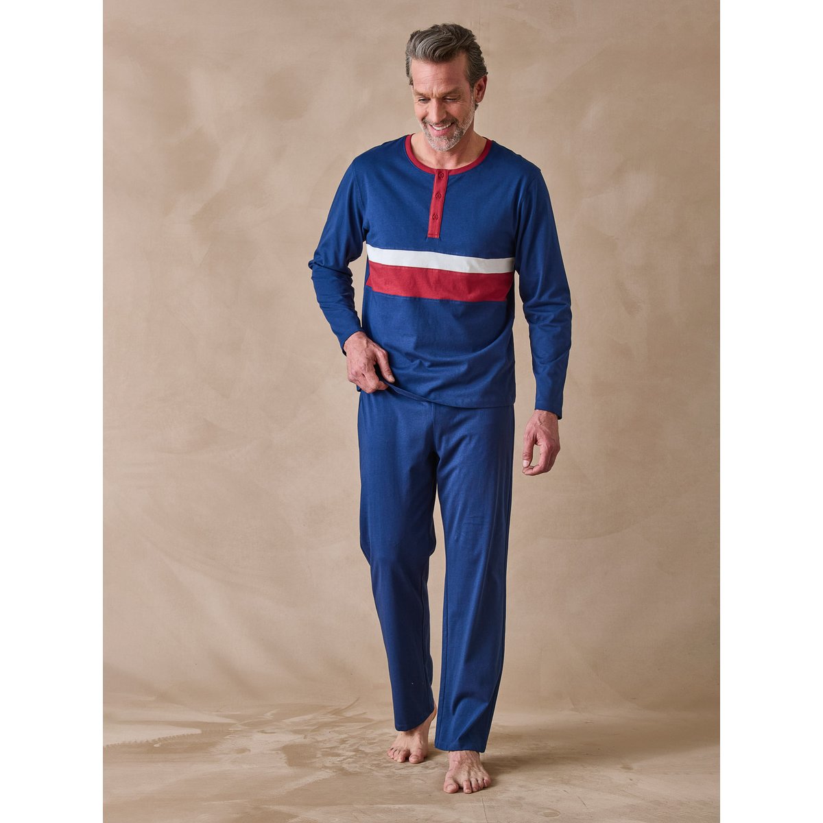 Lot pyjashort + pyjama maille pur coton marine + marine, DAXON