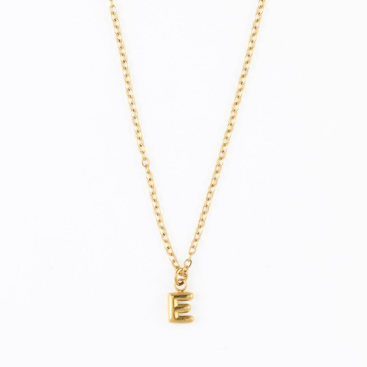 Collier à pendentif lettre E acier inoxydable doré, BALABOOSTE