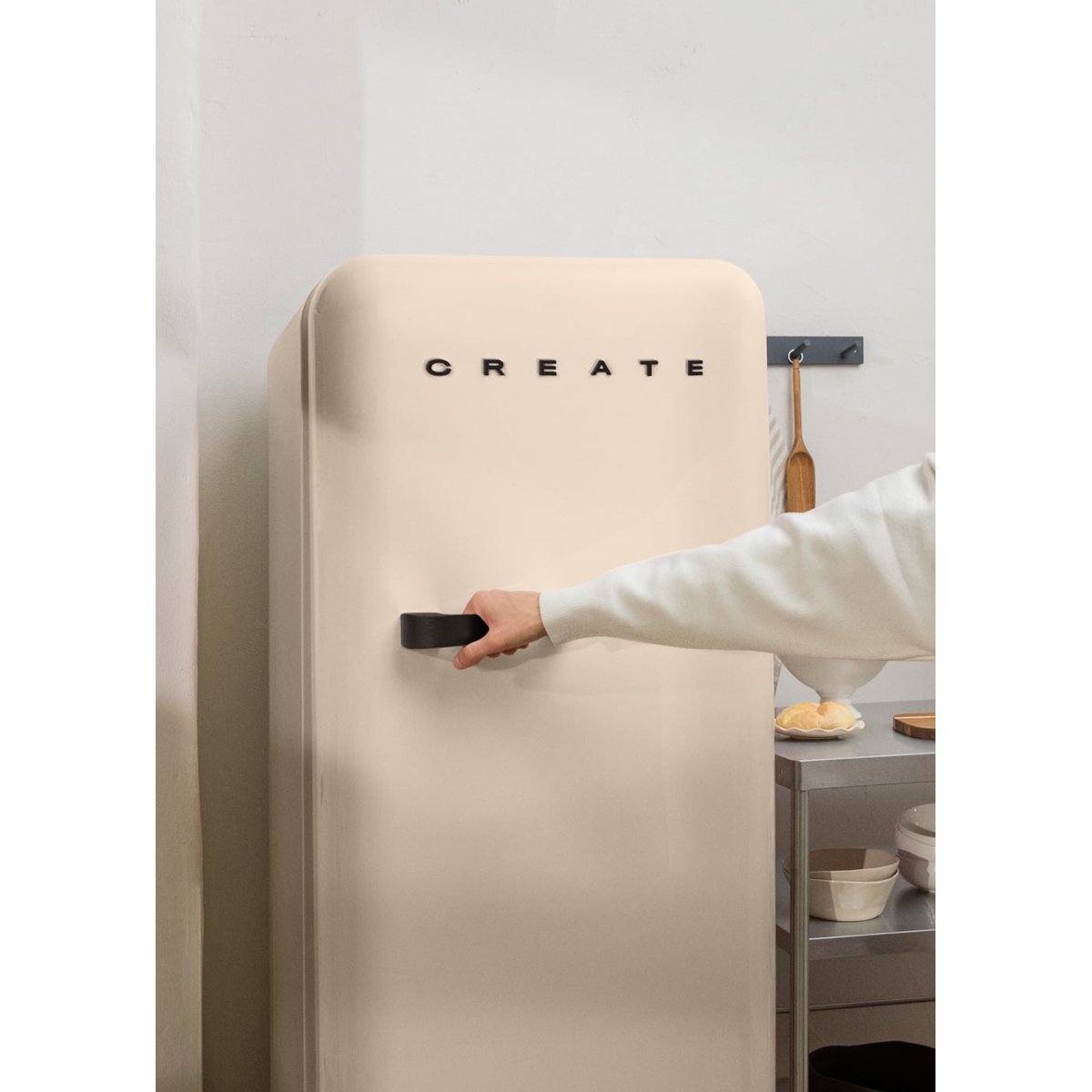 Réfrigérateur rétro FRIDGE RETRO 281L sable/noir, CREATE