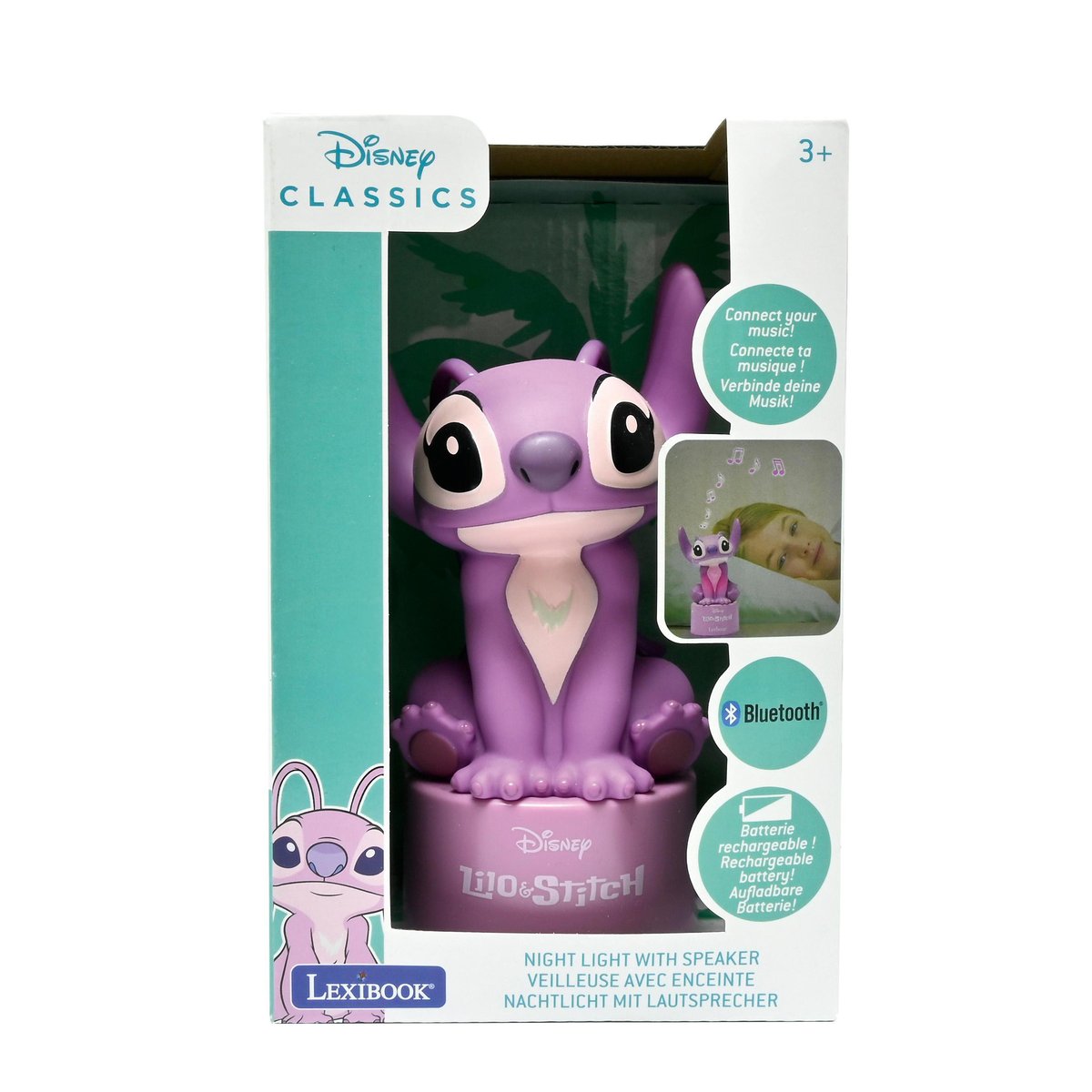 Enceinte Bluetooth veilleuse Angel rose, LEXIBOOK