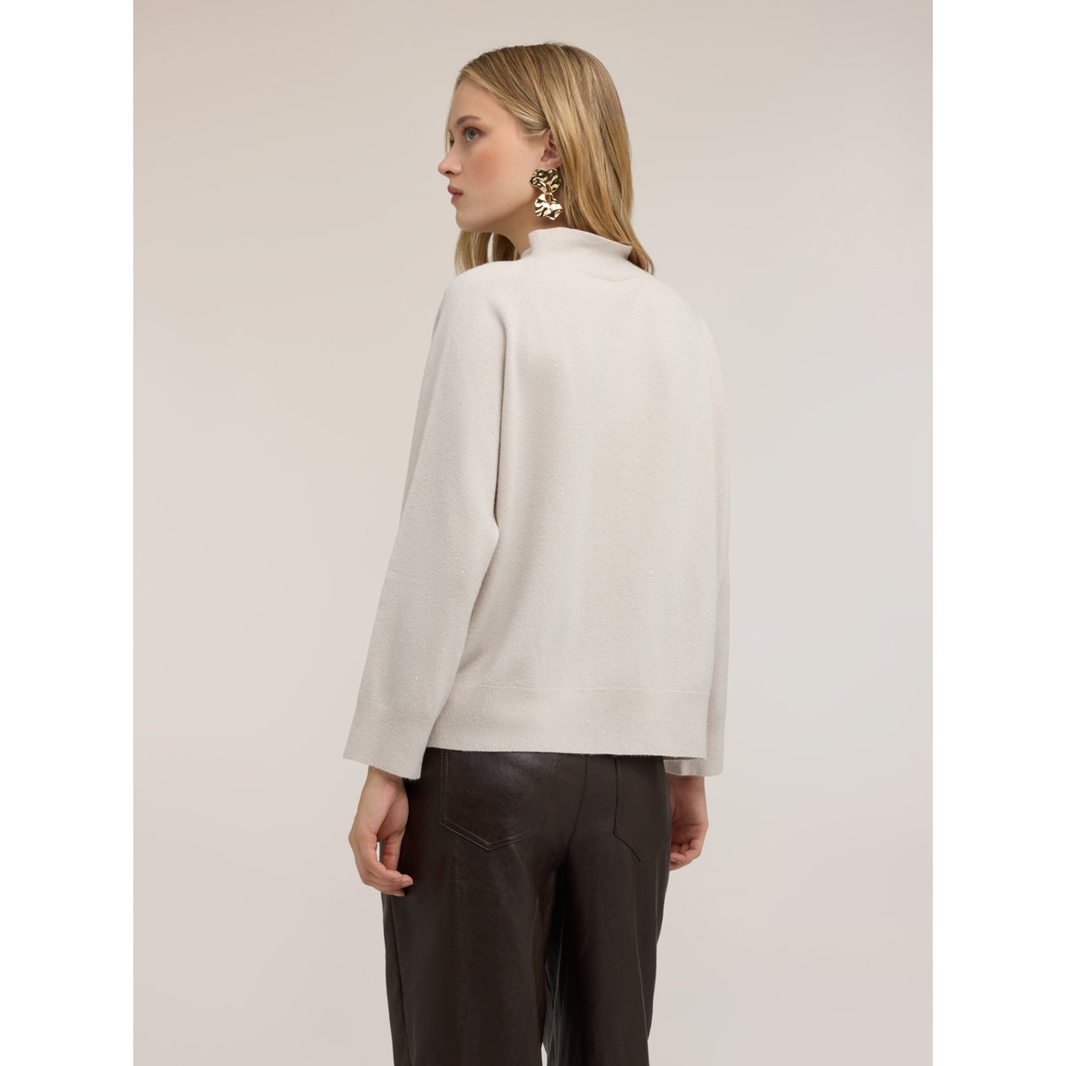Pull col roulé avec paillettes blanc, MOTIVI