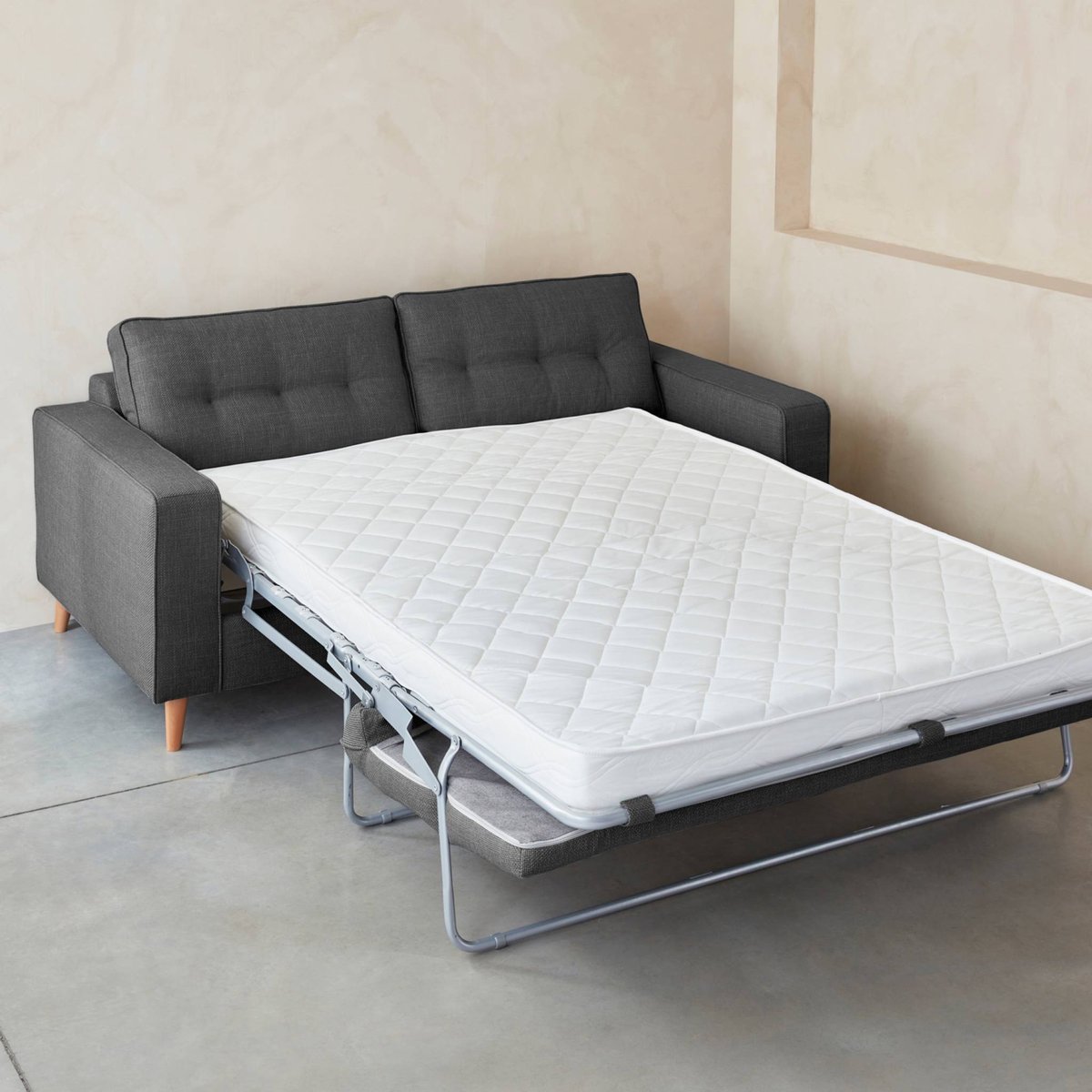 Canapé lit convertible 3 places avec matelas 12cm - Fabriqué en France TOULOUSE beige, SWEEEK