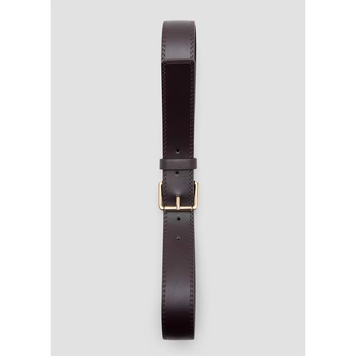Ceinture large cuir synthétique avec boucle métallique chocolat, MANGO