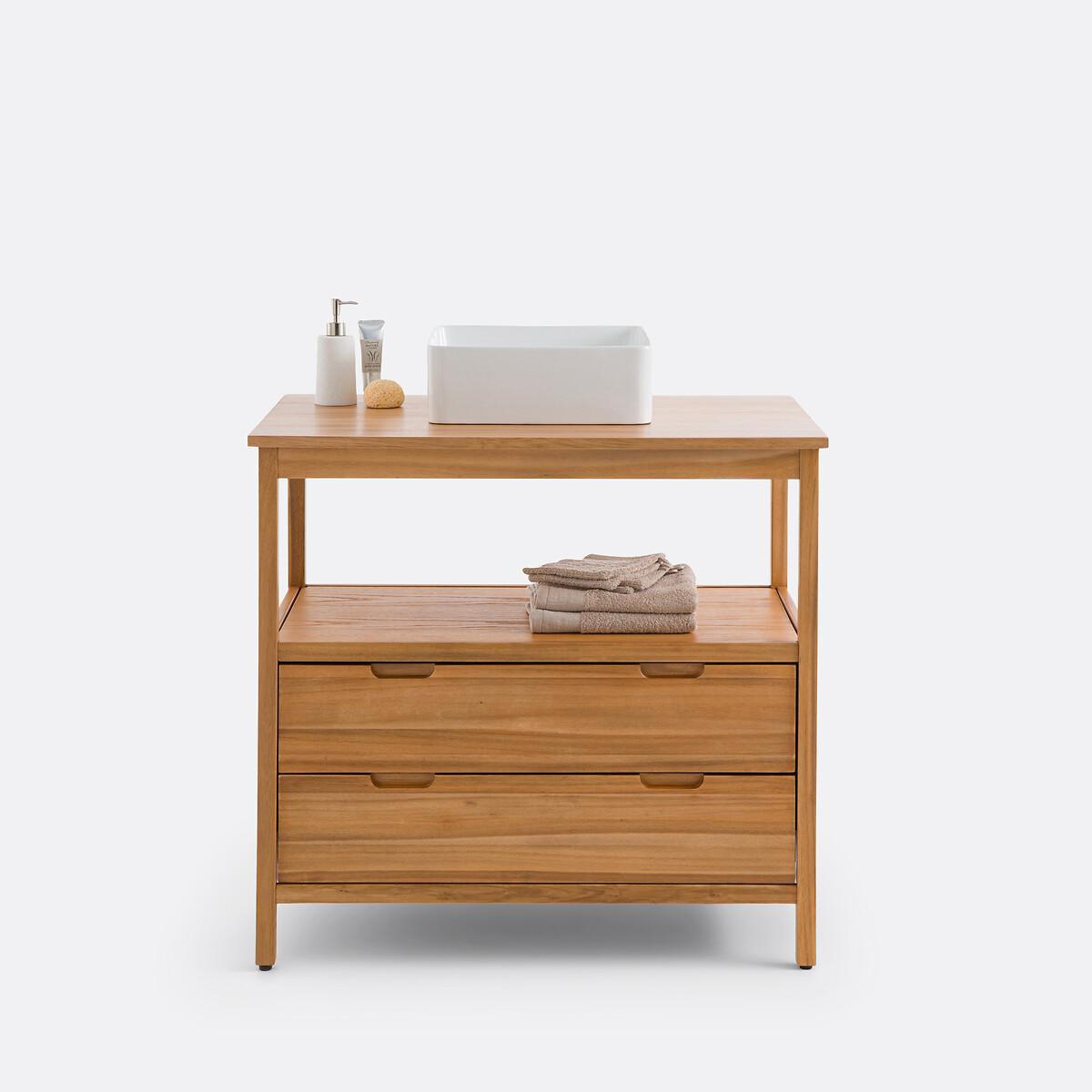 Meuble sous vasque en acacia L90 cm, Cheira acacia, LA REDOUTE INTERIEURS