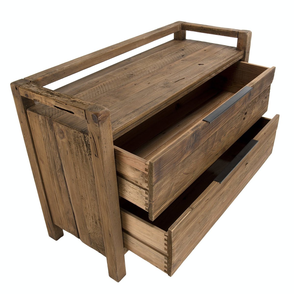 Commode 2 tiroirs bois recyclé déco campagne DENVER bois naturel, PIER IMPORT