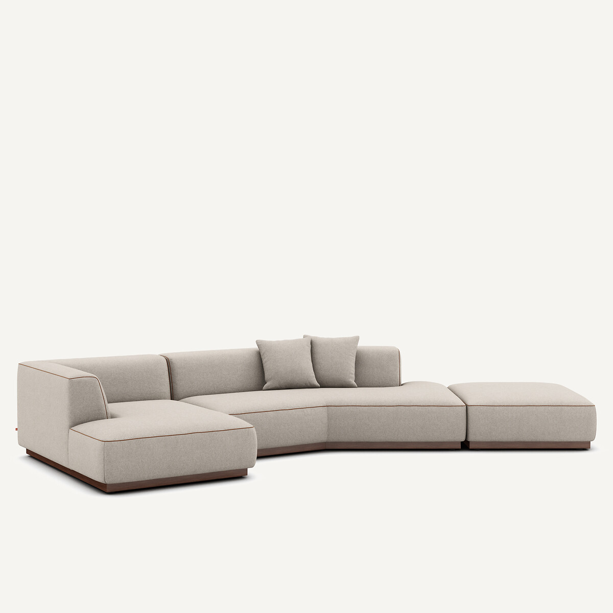 Canapé d'angle gauche ouvert avec repose-pieds en texturé viscose et lin, JACOPO naturel, AM.PM