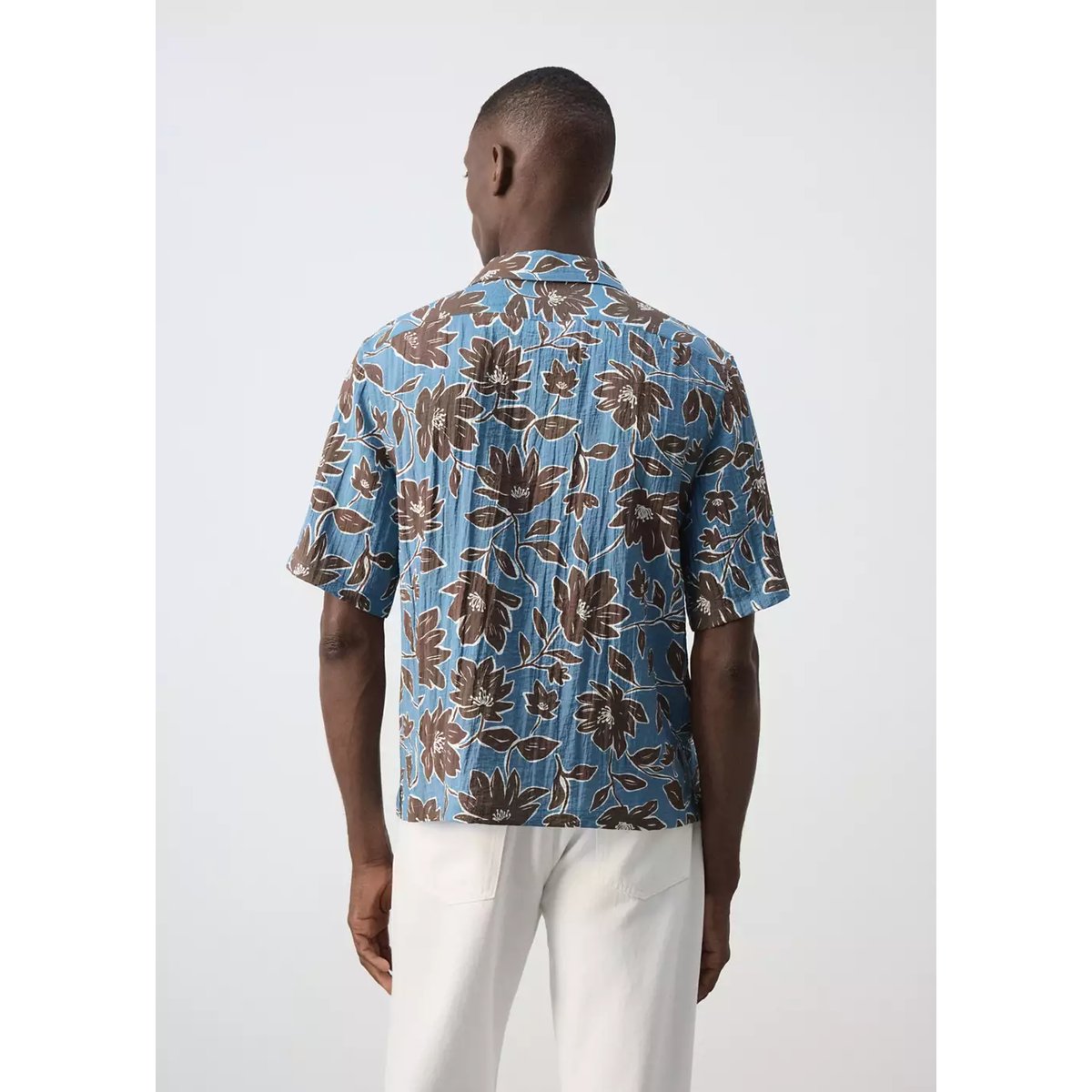 Chemise fluide imprimé fleuri marron, MANGO MAN