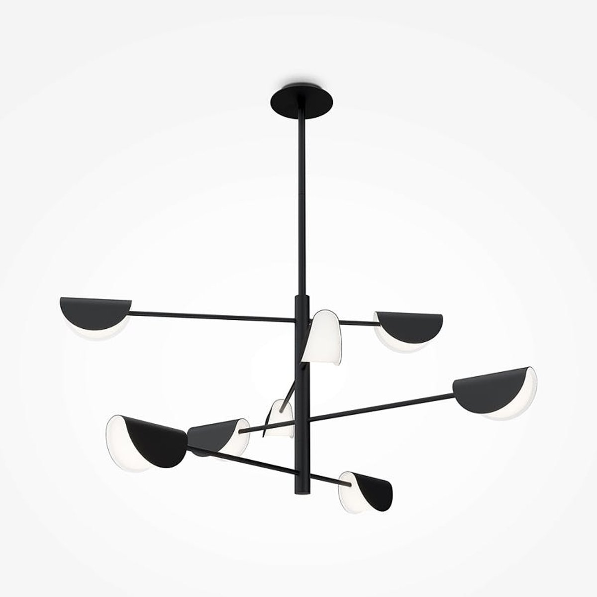 Suspension noire design – abat-jour pliés, 8 lampes LENORE noir, PIER IMPORT