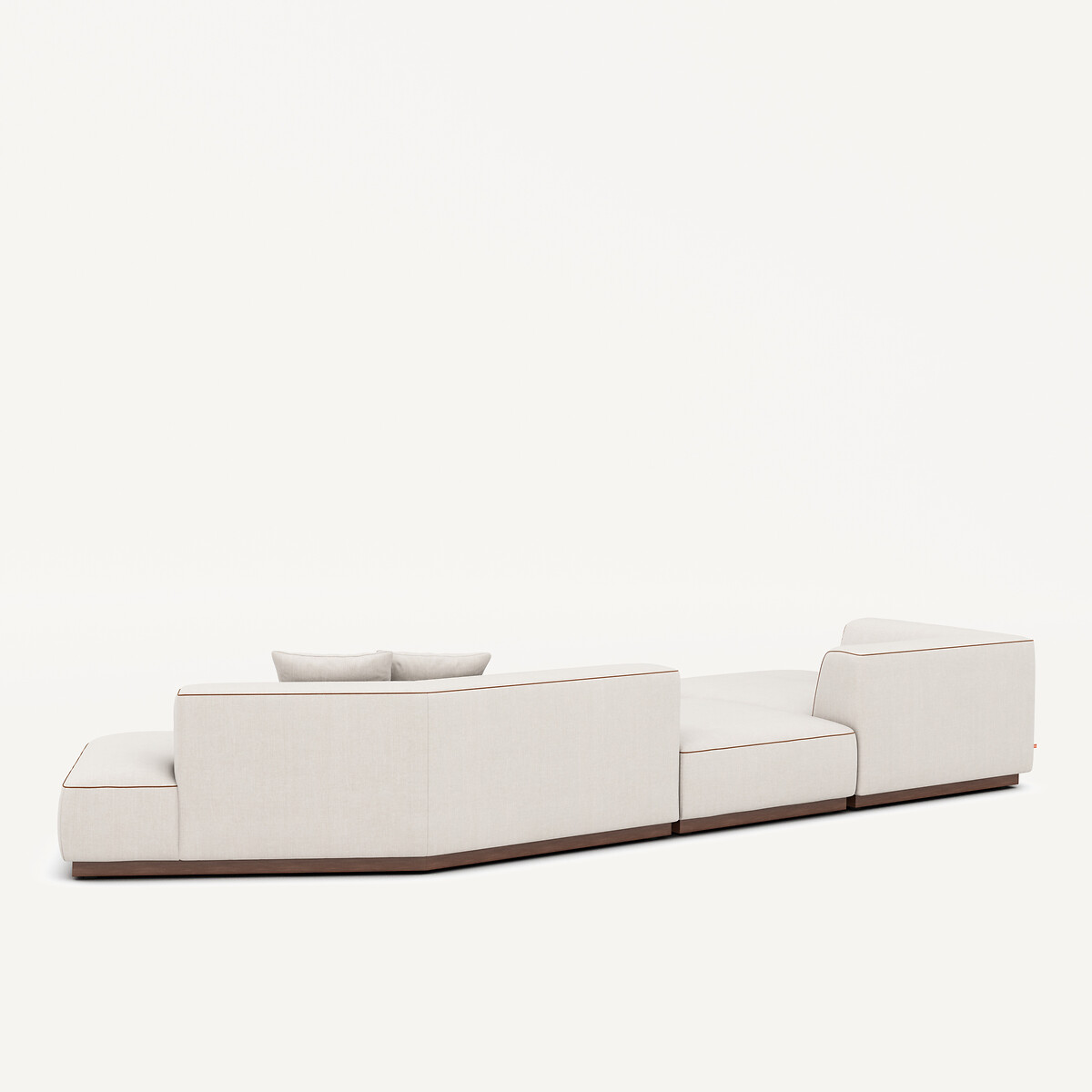 Canapé d'angle gauche ouvert, avec repose-pieds, en coton et lin, JACOPO beige, AM.PM
