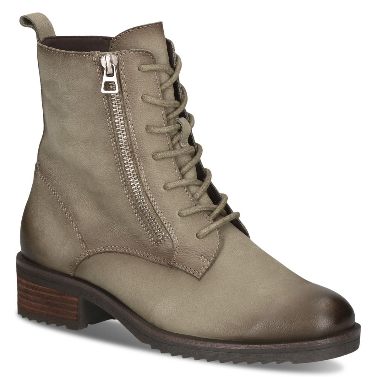 Bottine en cuir vert sauge, CAPRICE