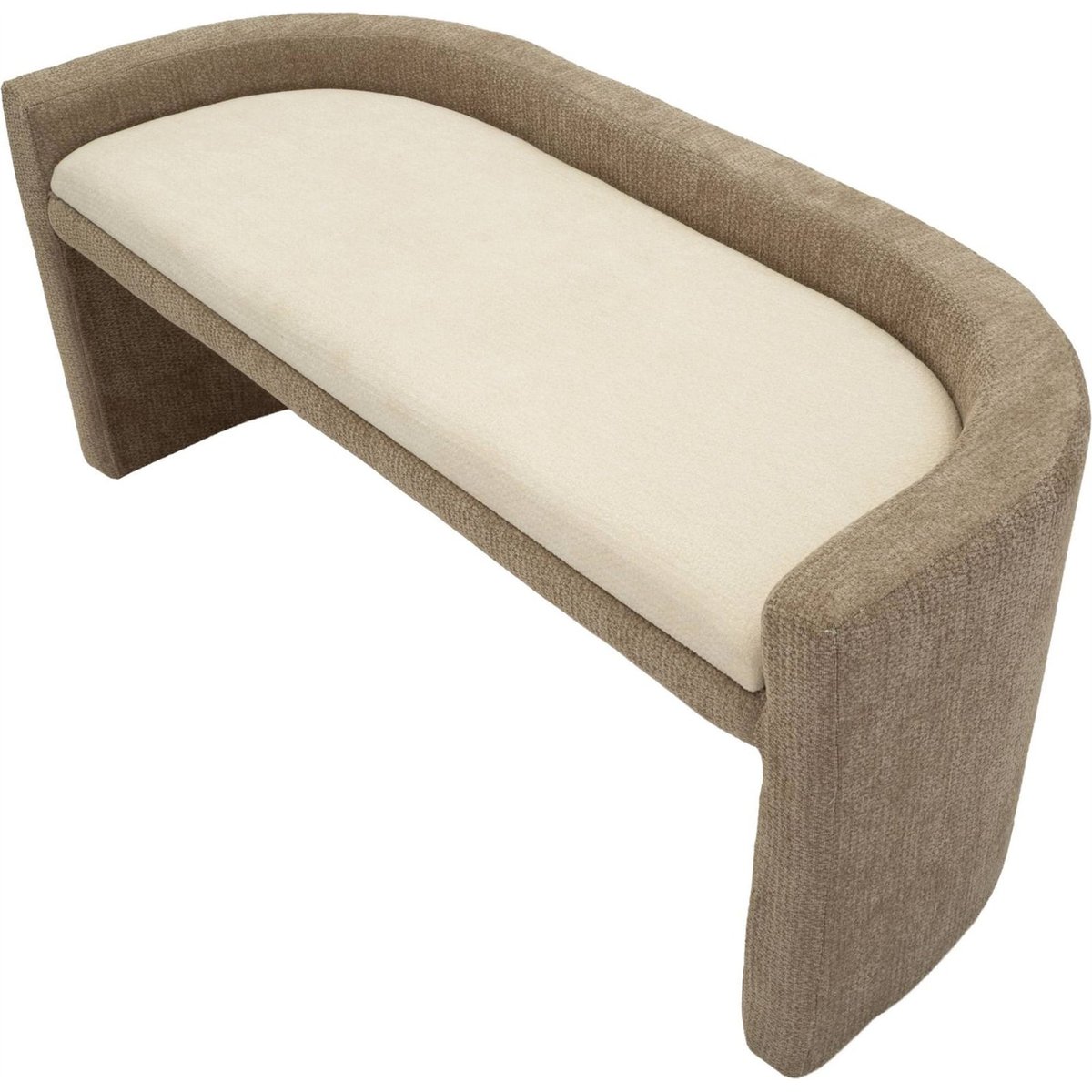 Banc dossier enveloppant en bouclette MODERN marron et beige, RECOLLECTION