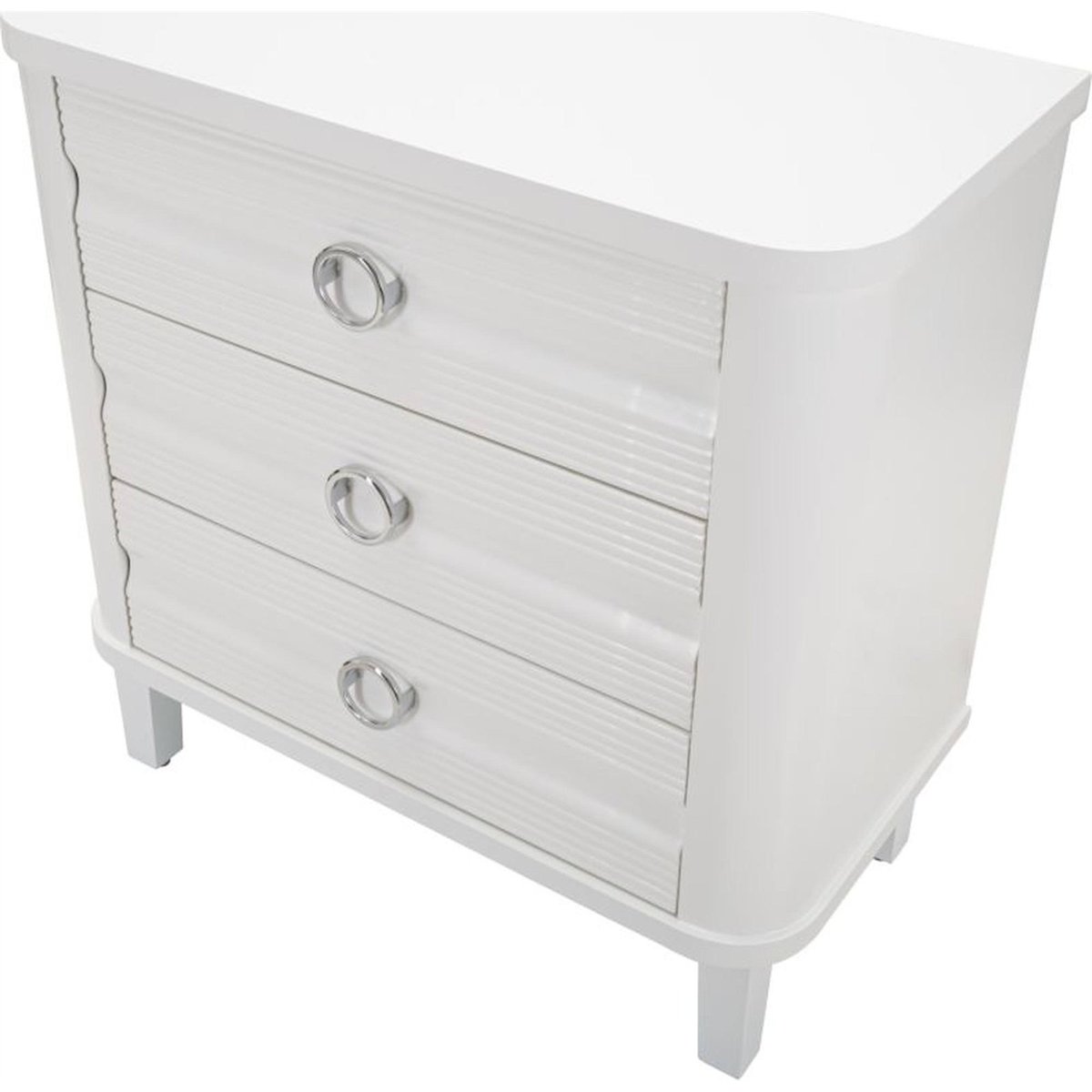 Commode 3 tiroirs façades texturées métal GLAM blanc, RECOLLECTION