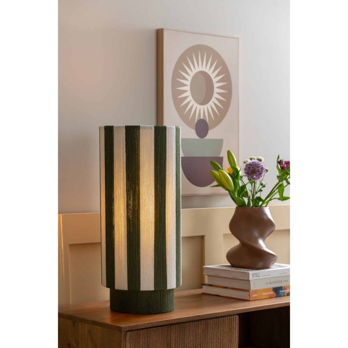 Lampe De Table Coton VIENNA STRIPES vert, LEITMOTIV