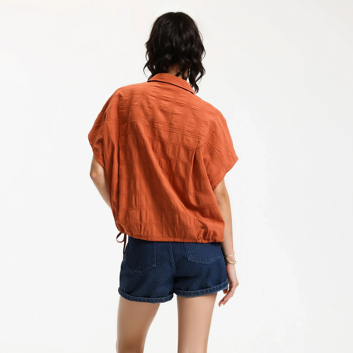 Camisa larga, mangas curtas castanho ferrrugem, LA REDOUTE COLLECTIONS