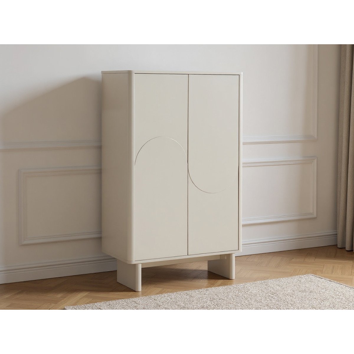 Buffet en MDF portes 80 cm, ESTEBAN beige, BOBOCHIC