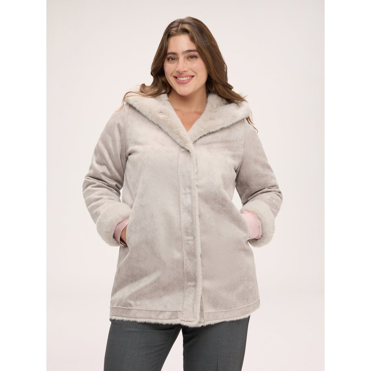 Manteau soft touch réversible gris, FIORELLA RUBINO