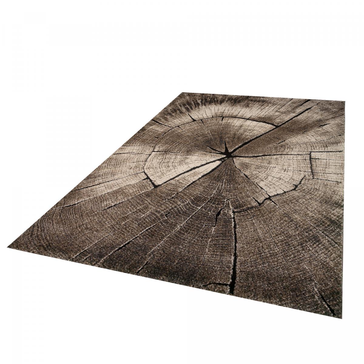 Tapis salon et chambre tissé motif floral RAMPI taupe, UN AMOUR DE TAPIS