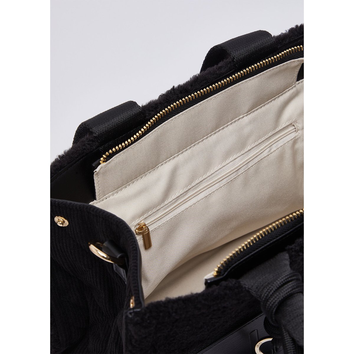Petit sac fourre-tout en teddy noir, LIU JO