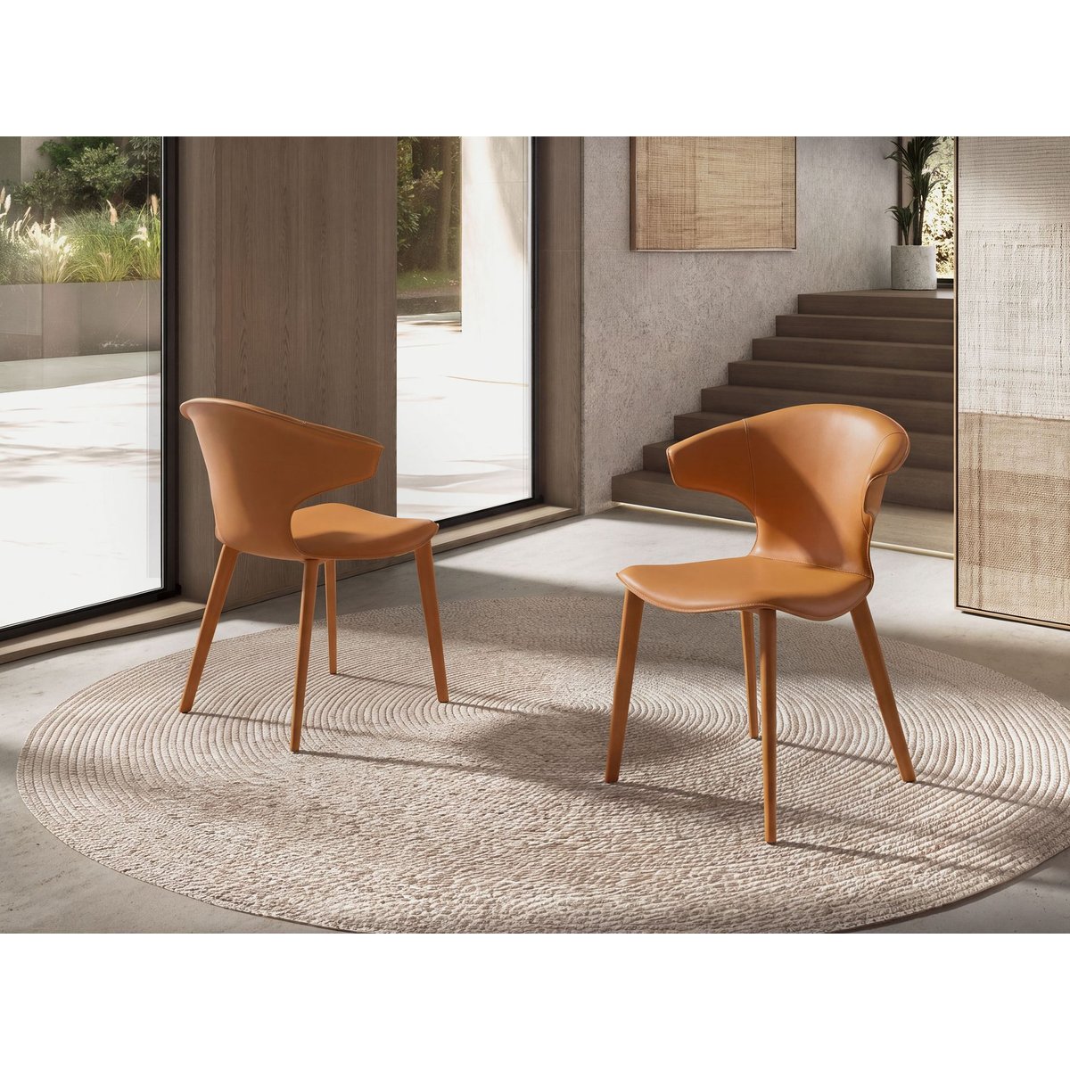 Chaise en cuir régénéré orange, ANGEL CERDA