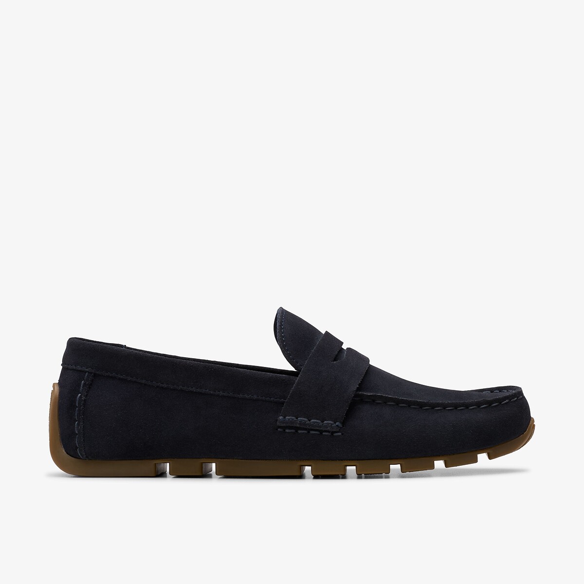 Mocassins ultra souples en cuir Corsley Bar bleu marine, CLARKS