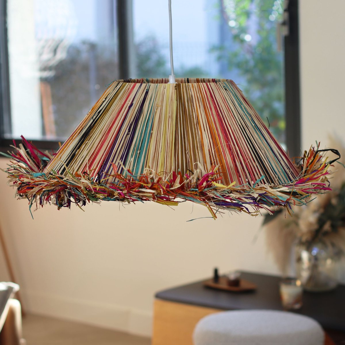Suspension en raphia coloré, JOLO multicolore, NOW'S HOME