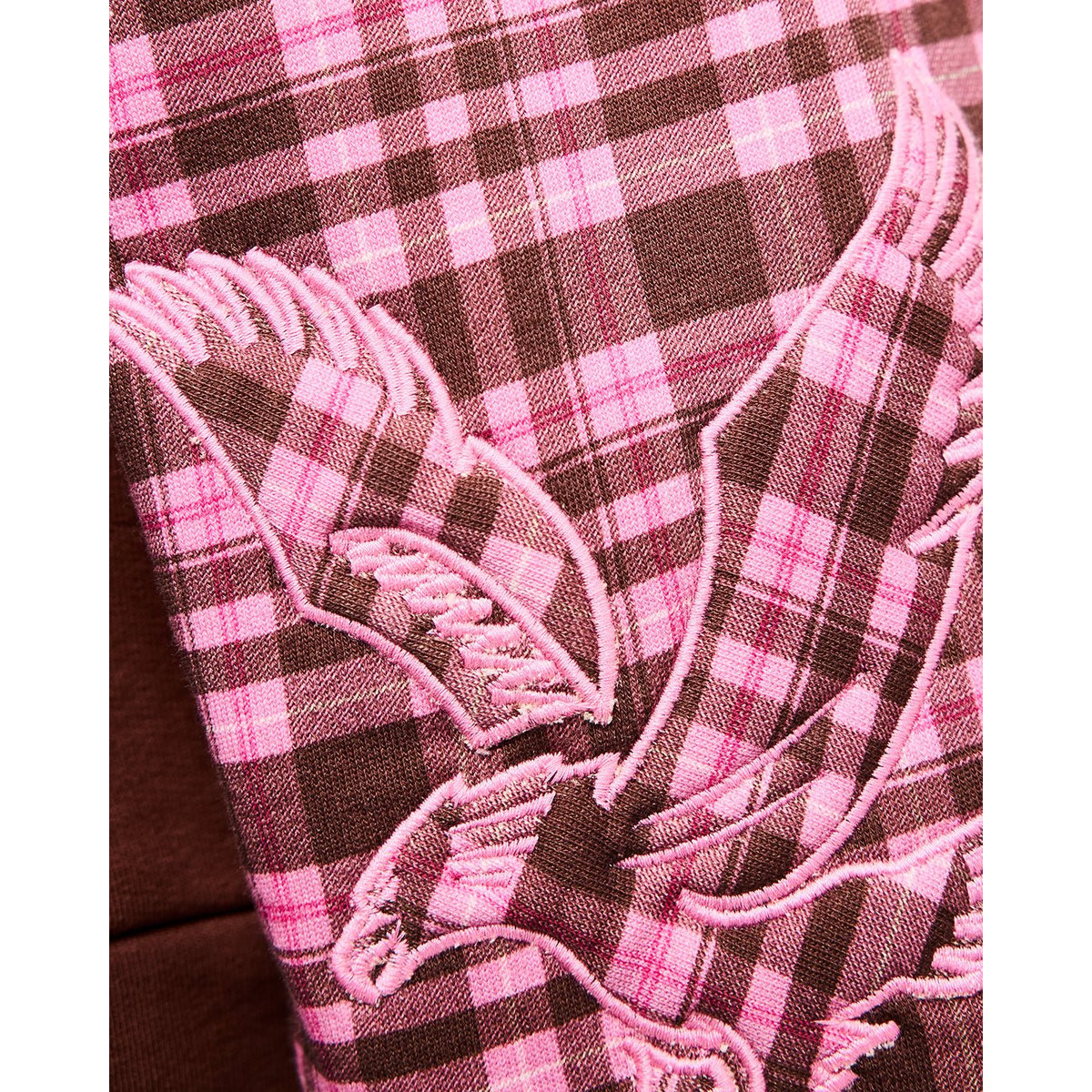 Sweat à capuche zippé contrasté à carreaux brun ganache marron/ phlox rose, LYLE & SCOTT