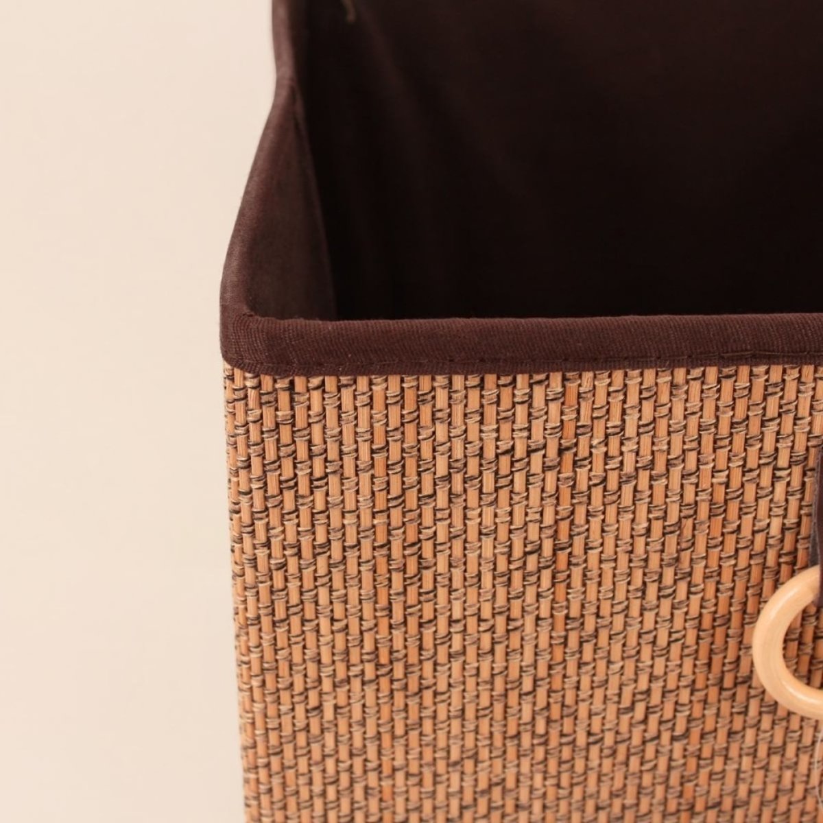 Cube de rangement en bambou tressé 31x31x31cm beige, ORNAMI