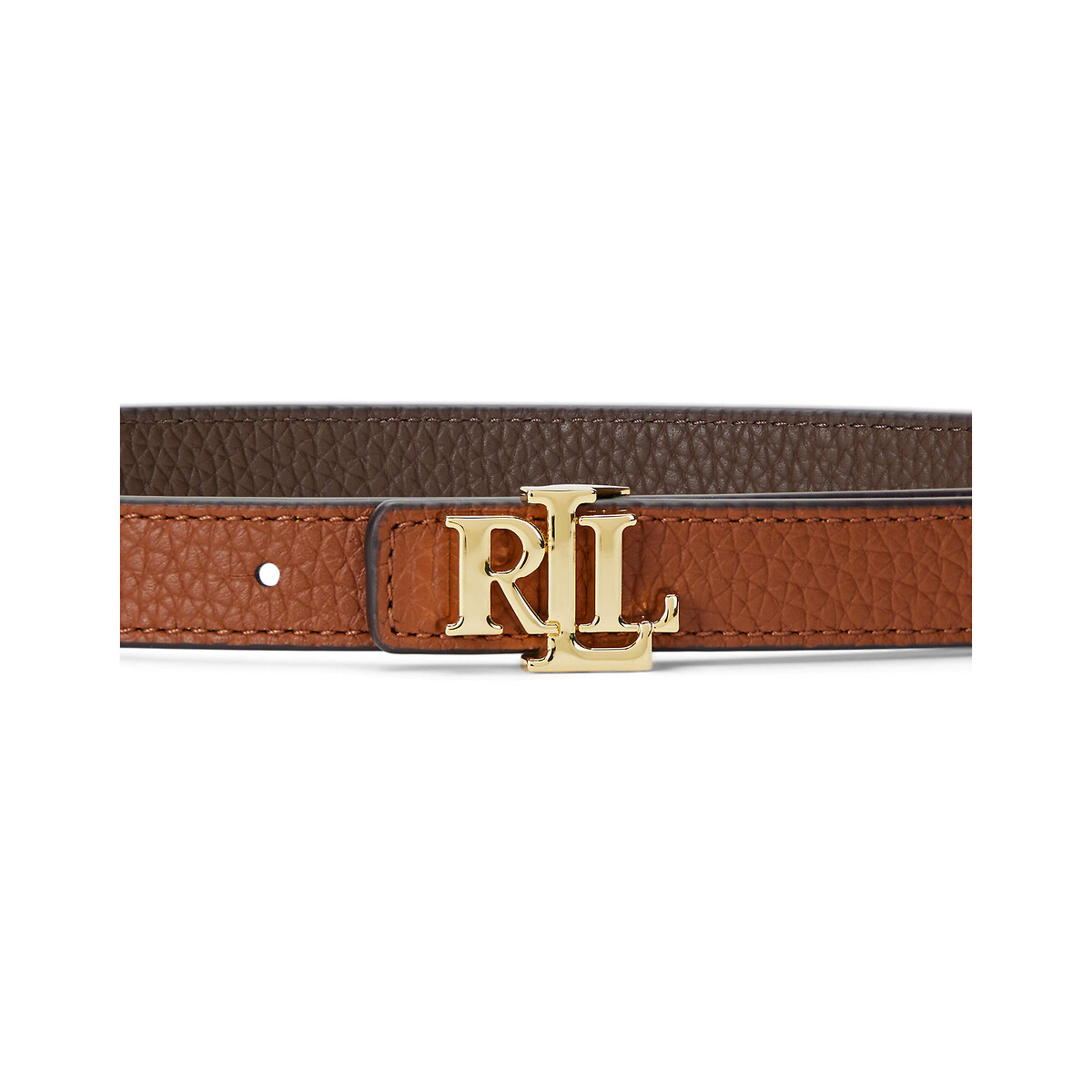 Ceinture réversible fine en cuir avec logo camel, LAUREN RALPH LAUREN