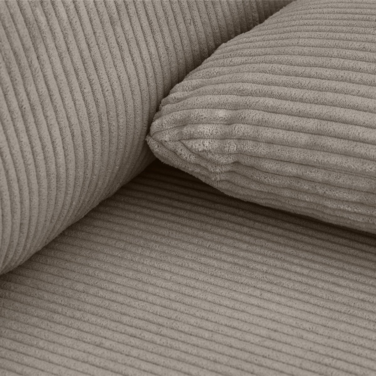 Banquette canapé d'angle droit convertible 3 places velours côtelé avec coffre NELSON taupe, SWEEEK