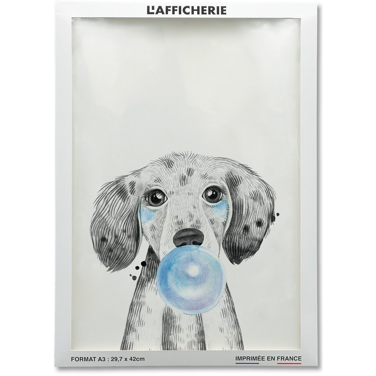 Poster Bulle de Chiot Bleue blanc, L'AFFICHERIE