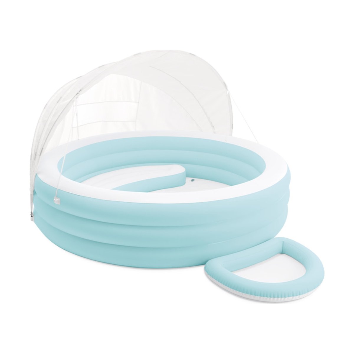 Petite piscine pastelle avec ombrelle bleu et blanc, INTEX