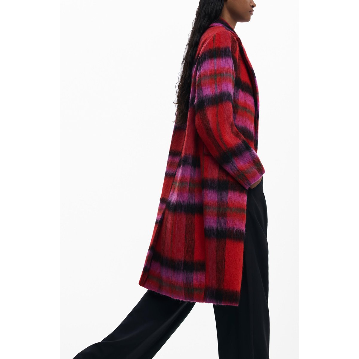 Manteau à carreaux rouges rouge, DESIGUAL