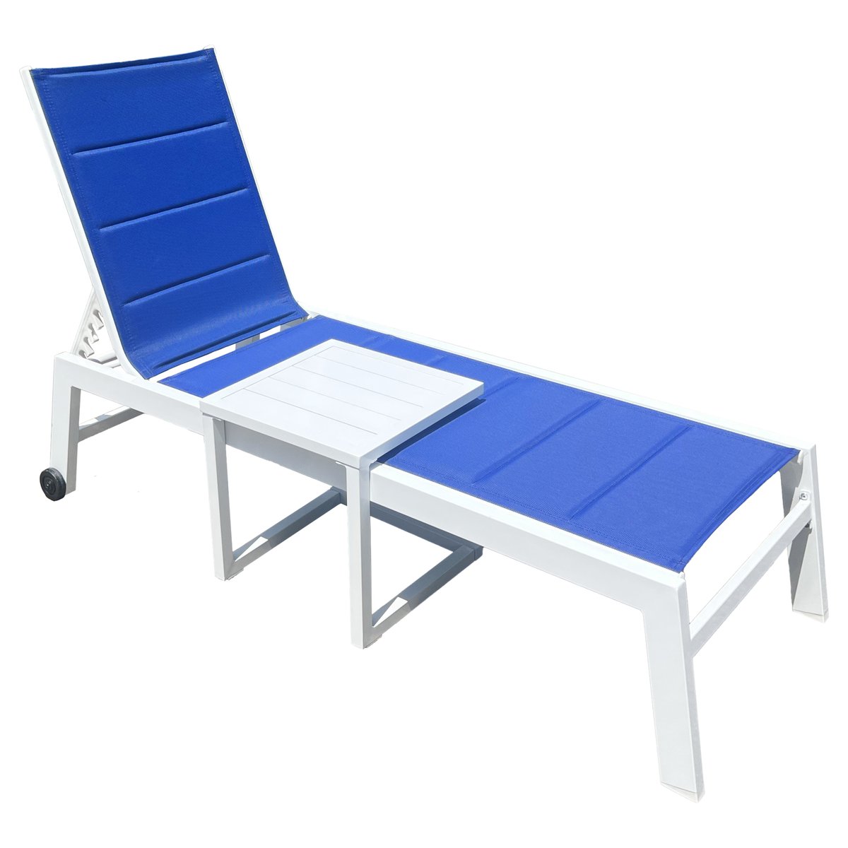 Bain de soleil et table d'appoint, BARBADOS bleu, blanc, HAPPY GARDEN