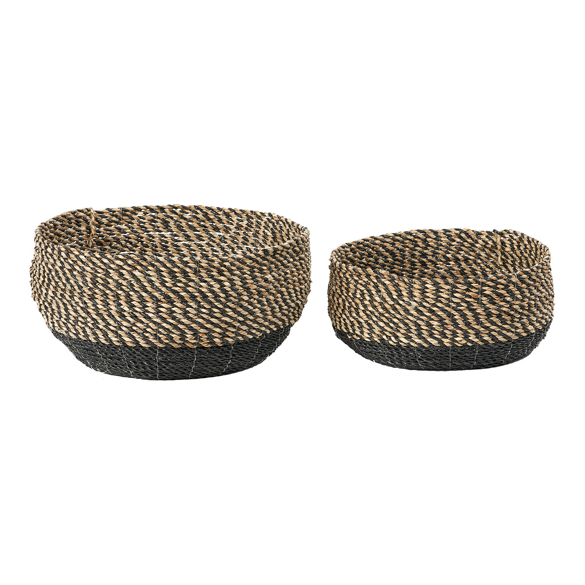Set of 2 Natural & Black Seagrass Baskets natural/black, ÉDITÉ