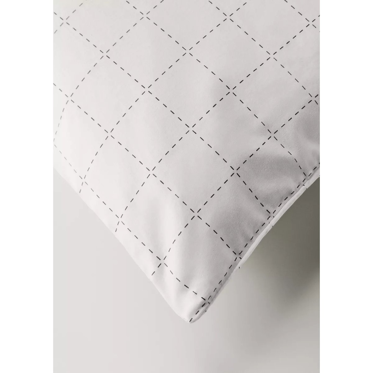 Housse de couette percale de coton à carreaux surpiqués lit 180/200 cm blanc cassé, MANGO HOME