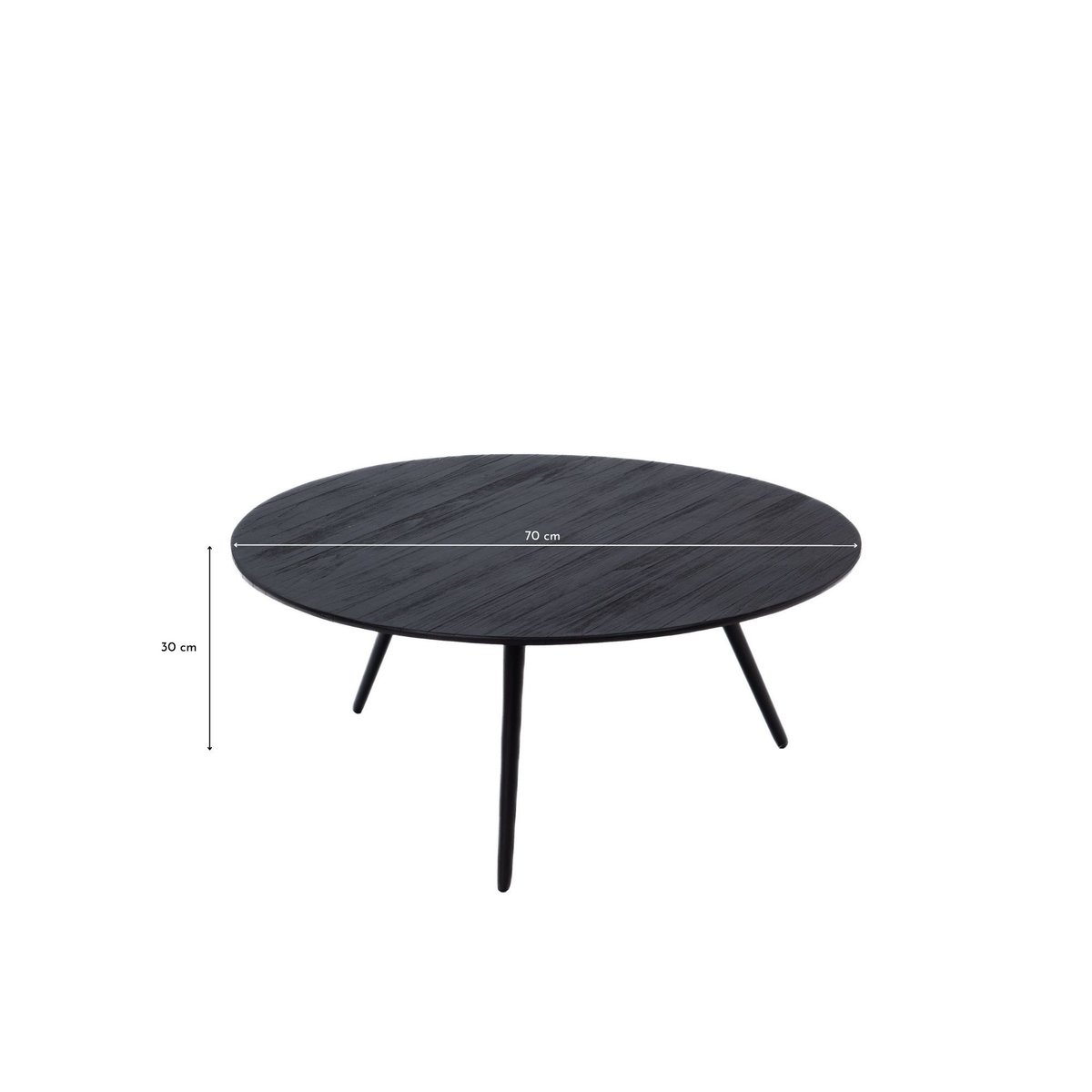 Tables basses rondes gigognes en teck recyclé noir (set de 4) - BENGO noir, AMADEUS