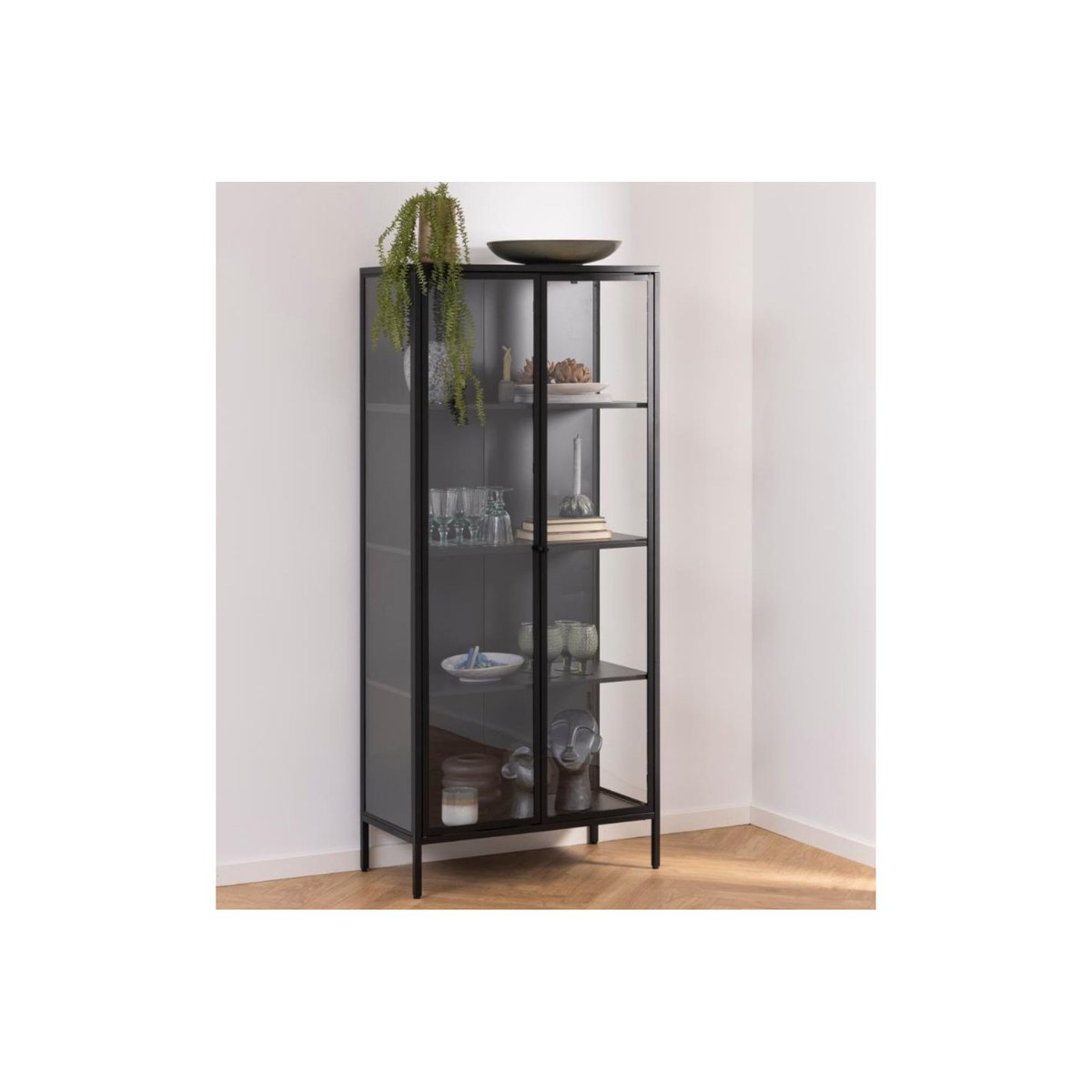 Vitrine scandinave en métal noir 2 portes vitrées - HARLOW noir, HELLIN, DEPUIS 1862