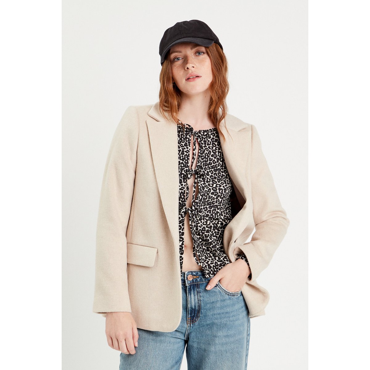 Veste blazer boutonnée beige, CACHE CACHE
