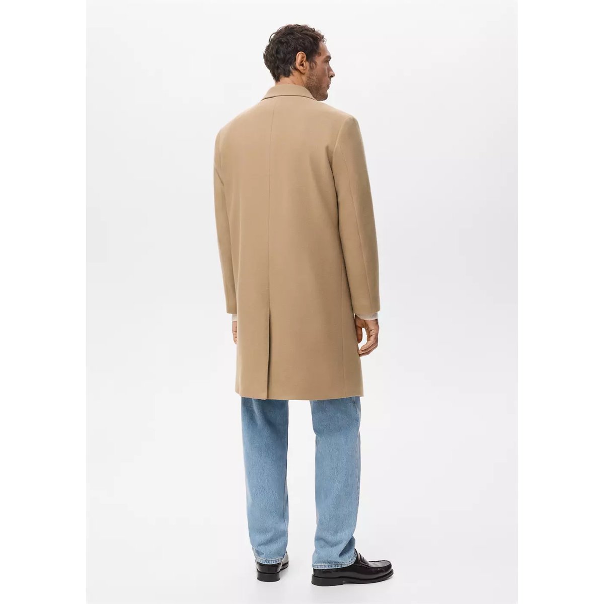 Manteau laine Manteco revers marron moyen, MANGO MAN