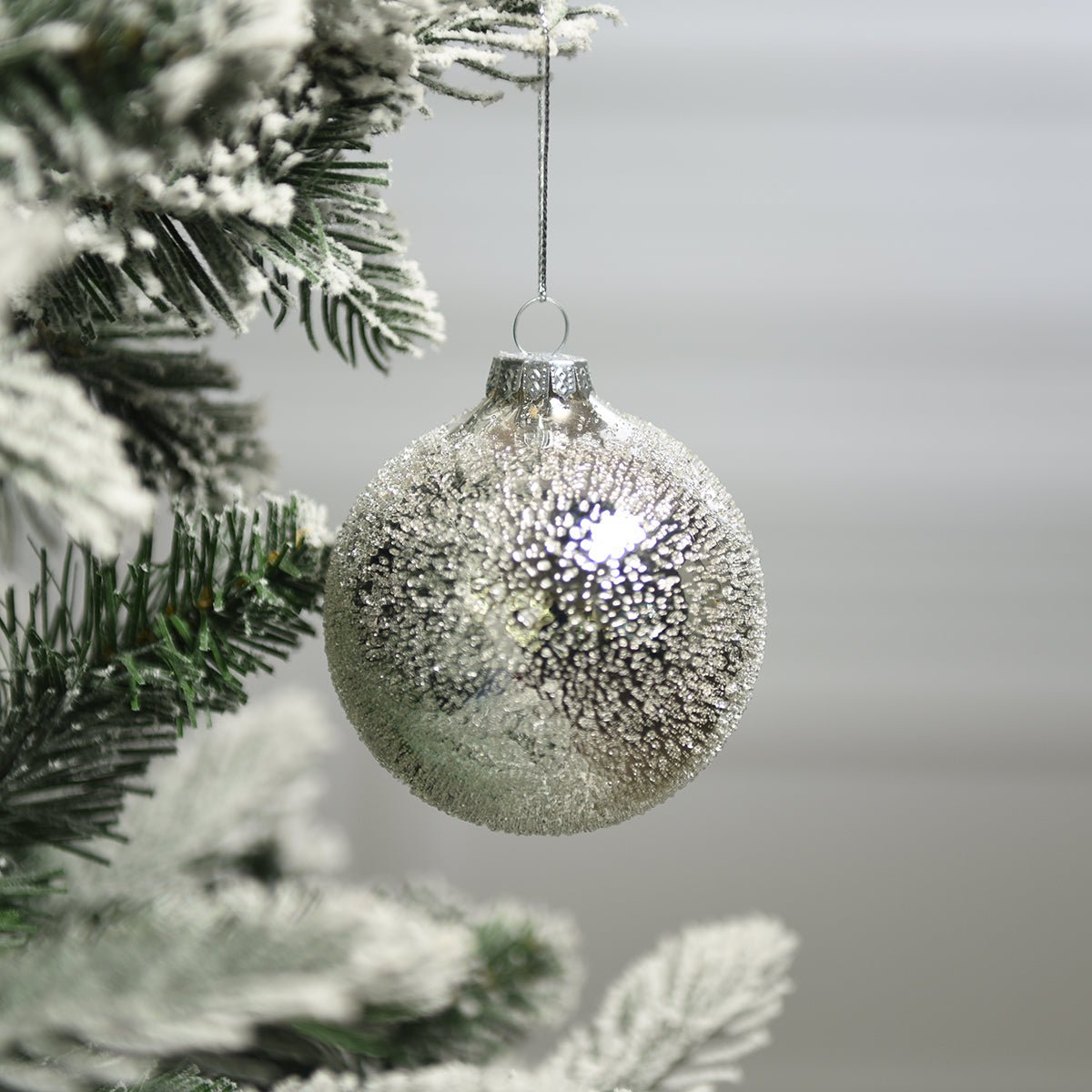 Set de 4 boules de noël mercurisées en verre D8 argenté, SIA DECO