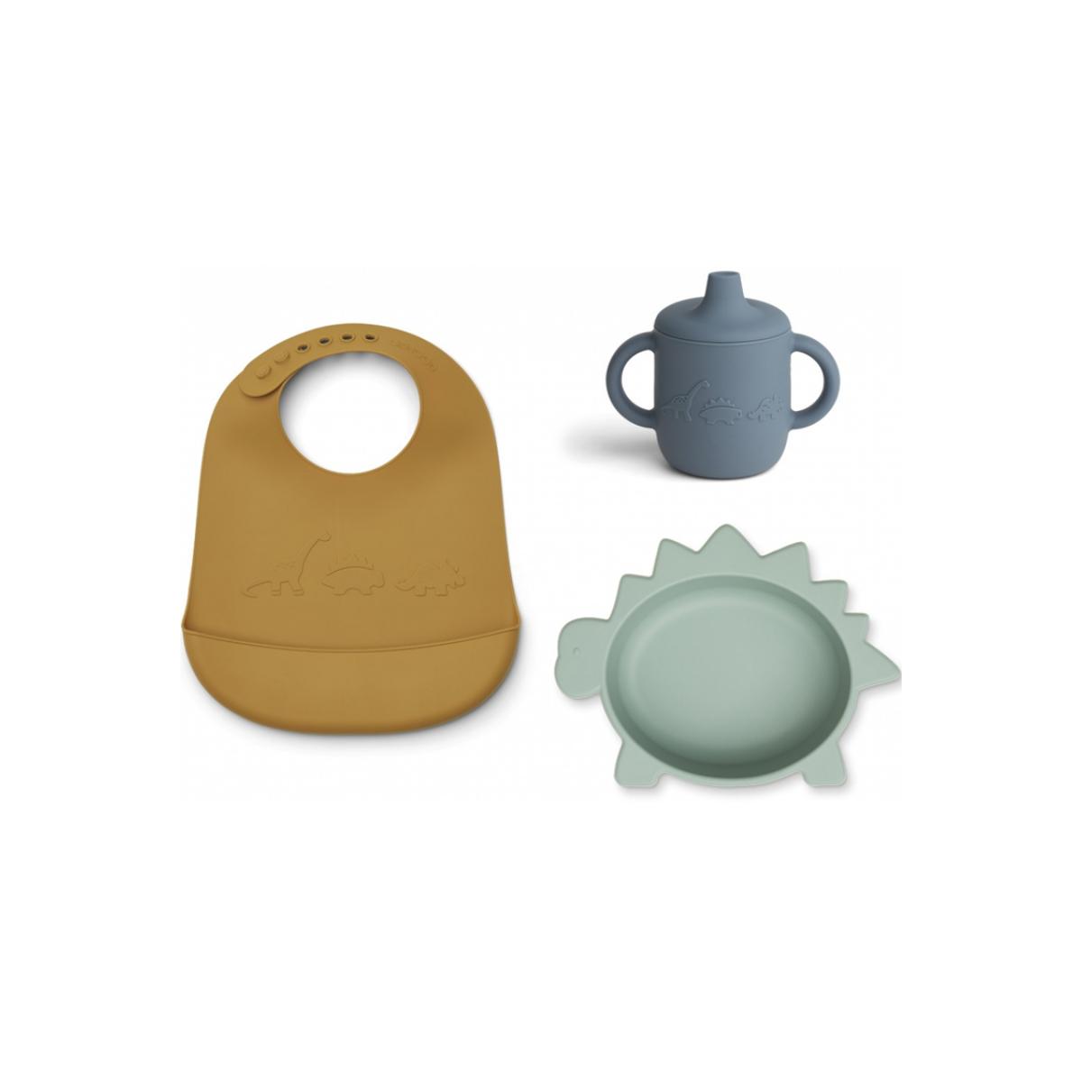Coffret repas en silicone vert d'eau, bleu, jaune, LIEWOOD