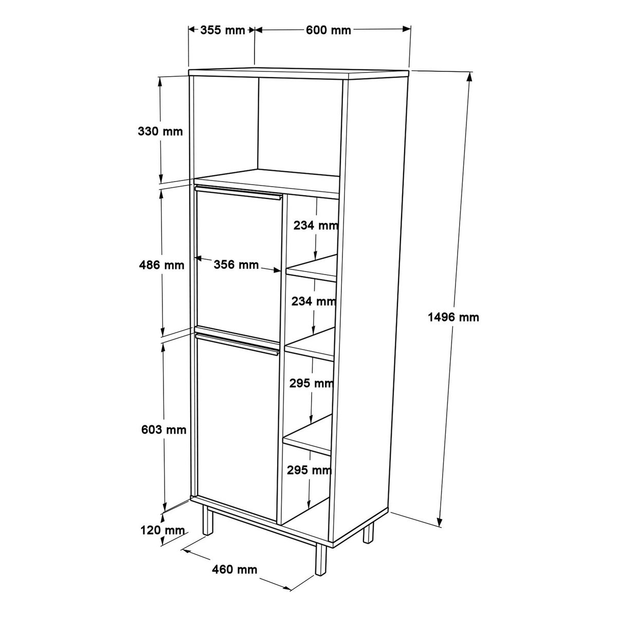 Colonne salle de bains moderne effet bois - 2 portes JENA bois naturel, PIER IMPORT